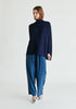 Paisie Turtleneck Ribbed Jumper in Navy Front